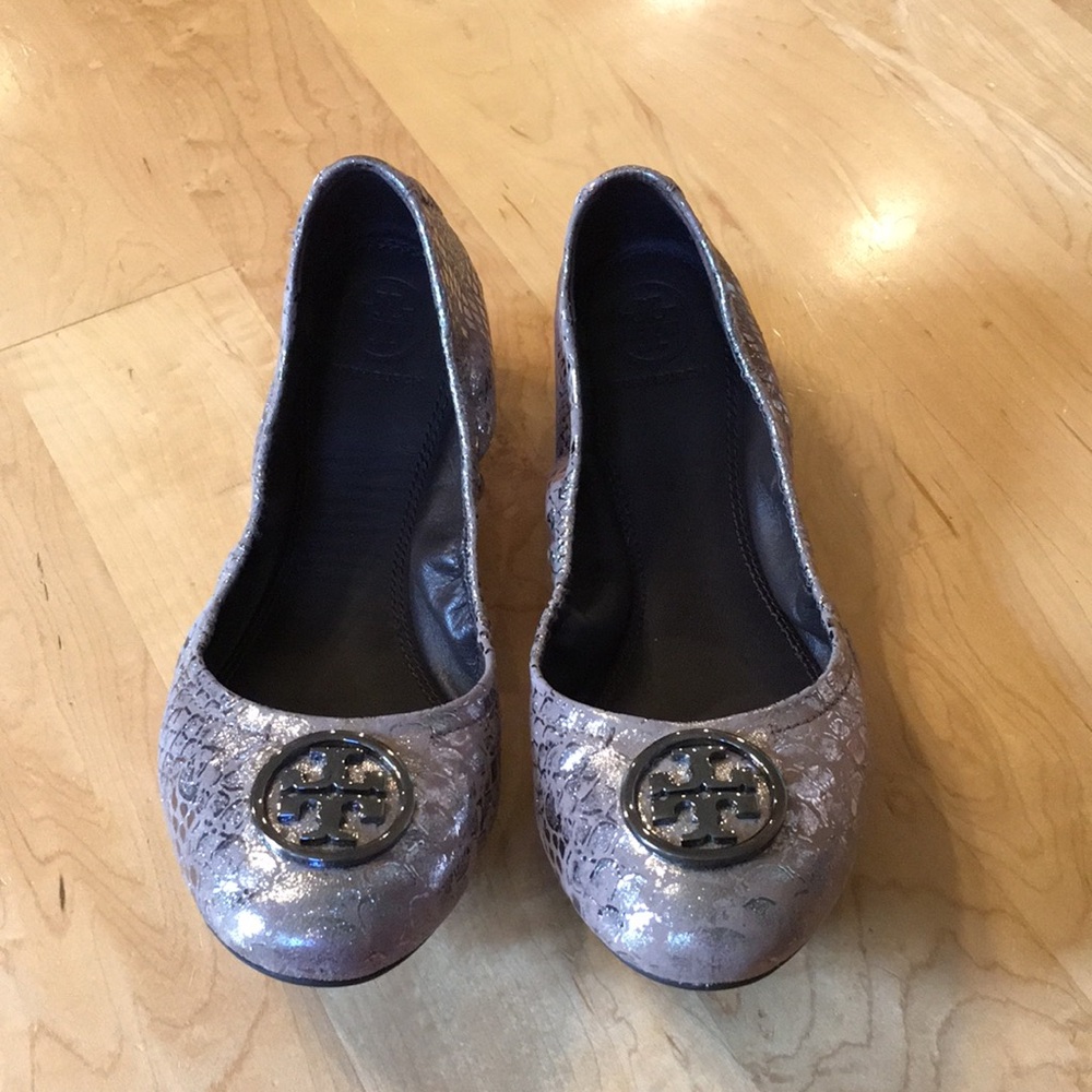 TORY BURCH | Metallic Leather Heidi Flats